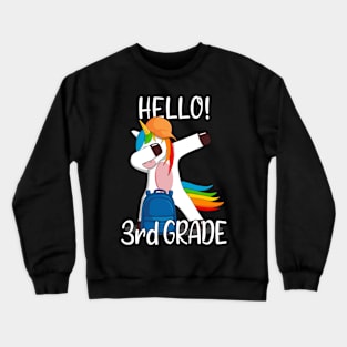 Hello 3rd Grade First Day Of Third Grade Girls Kids Unicorn Crewneck Sweatshirt